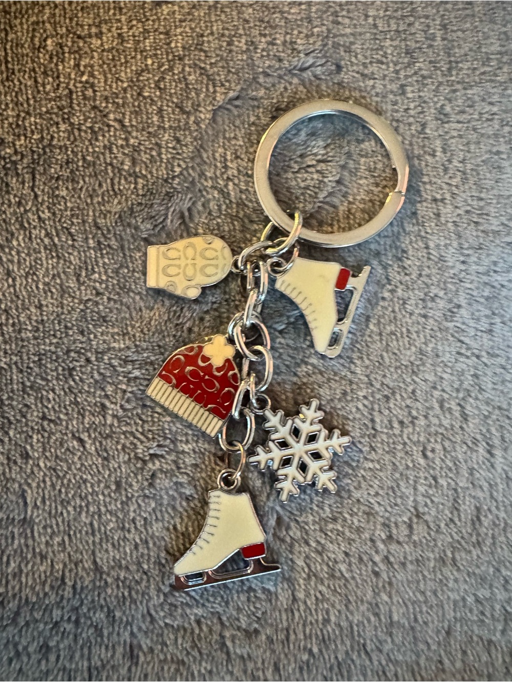 Coach Keyring Silver & Red Winter Ice Skate Charm Purse Keychain